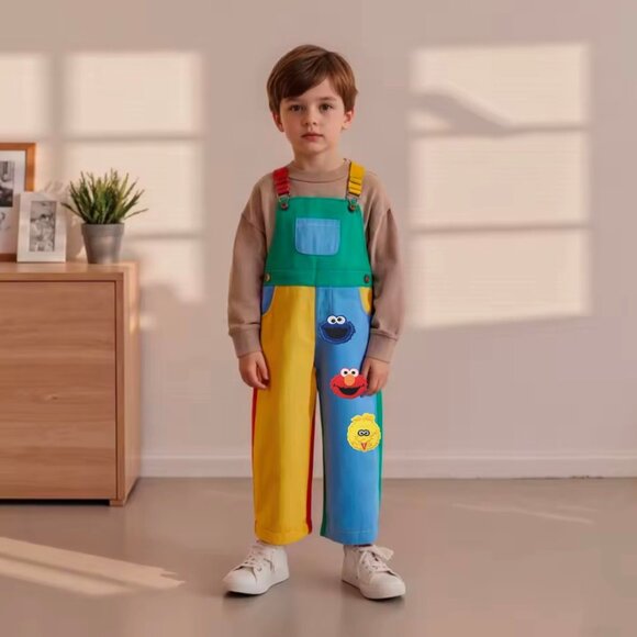 Elmo Overalls Cookie Monster Jumpsuit Sesame Street Birthday Bodysuit clothes - Picture 2 of 4